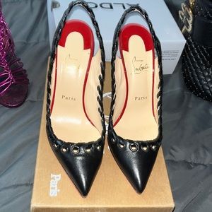 Christian Louboutin ostri sling pumps